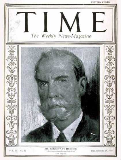 《時代周刊》封面上的休斯（1924年）