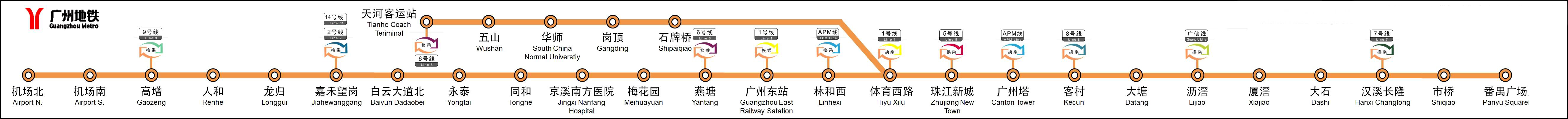 廣州捷運3號線線路圖