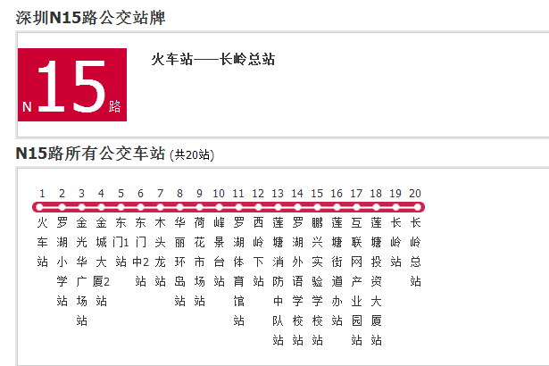 深圳公交N15路 深圳公交N15路