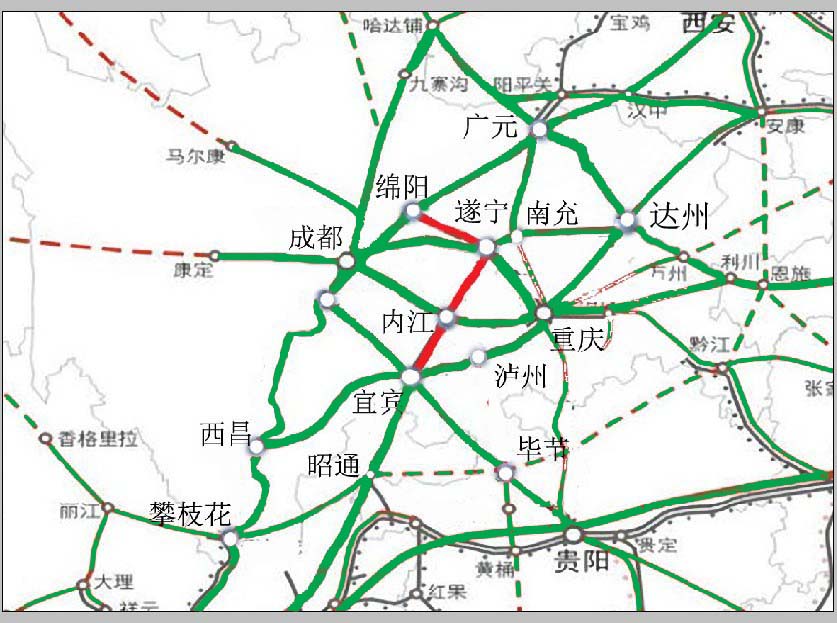 本線路在四川鐵路網中位置