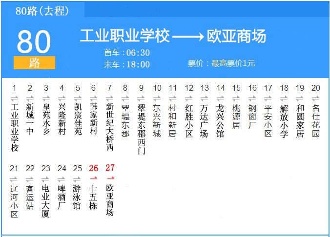 通遼公交80路 通遼公交80路