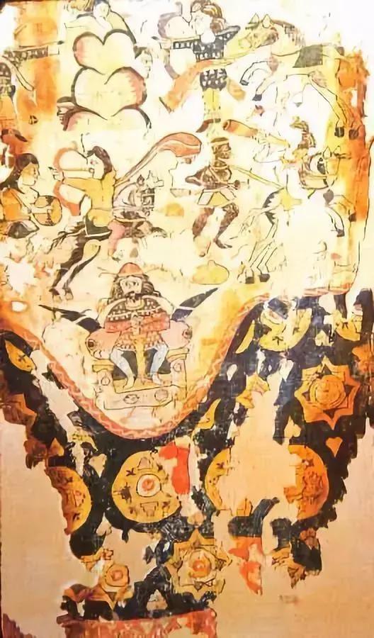壁畫上的波斯軍隊正在屠殺阿克蘇姆士兵