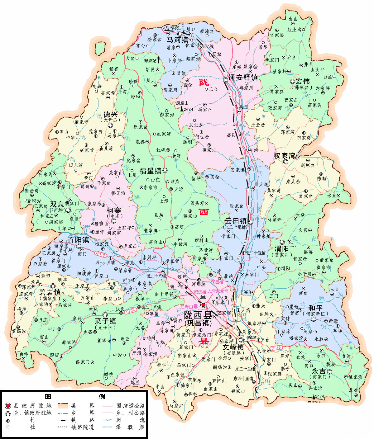 隴西縣地圖