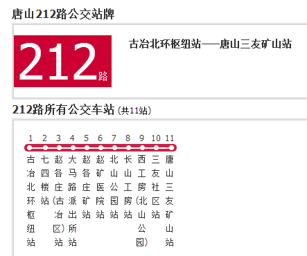 唐山公交212路 唐山公交212路