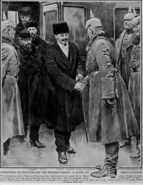 托洛茨基與德國軍官談判，1918年