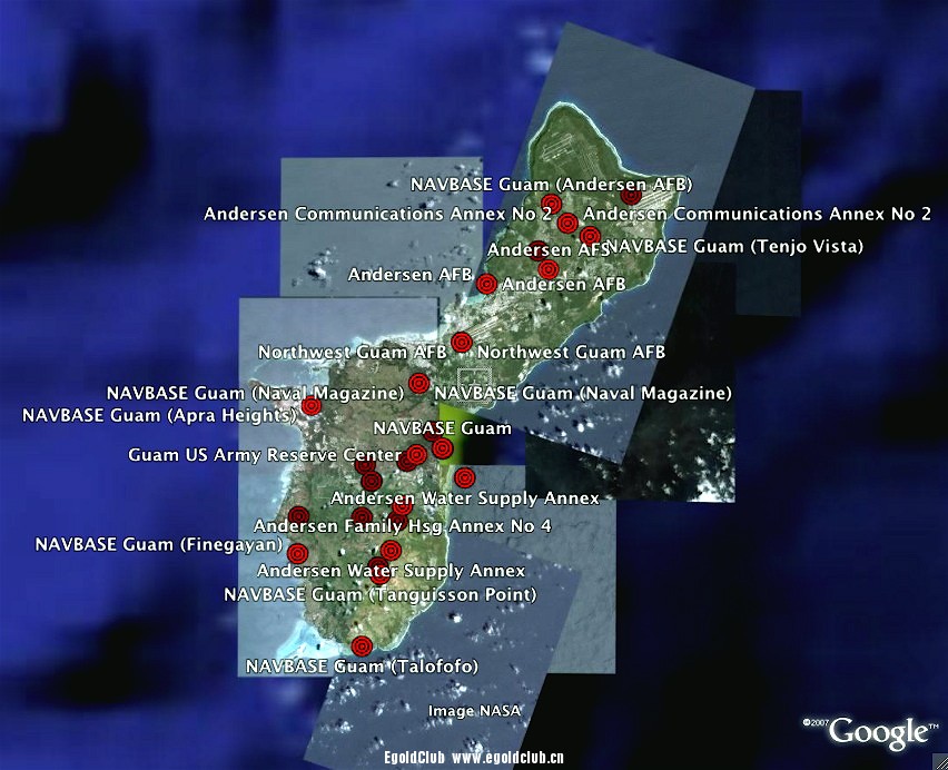 美國關島軍事基地地圖