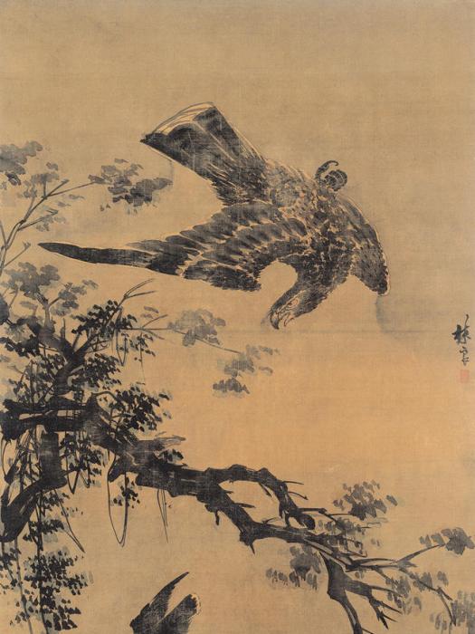 鷹擊八哥圖 鷹擊八哥圖