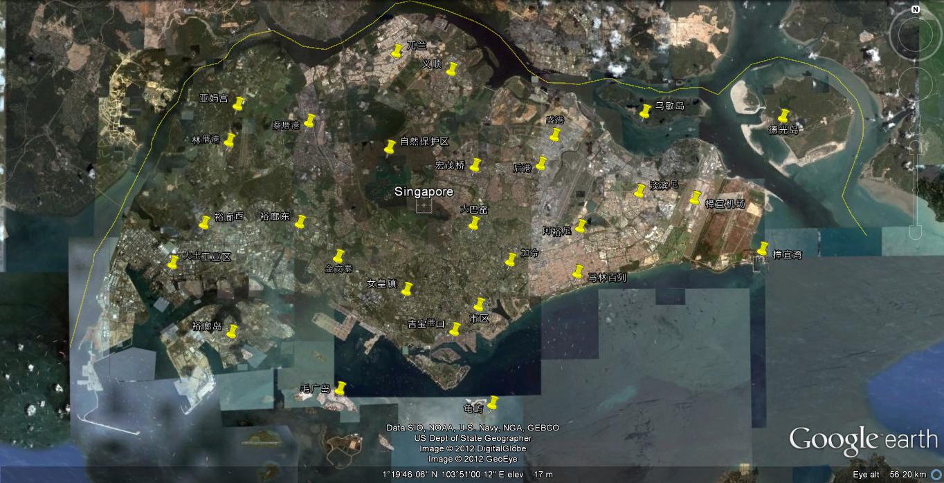 新加坡島衛星地圖