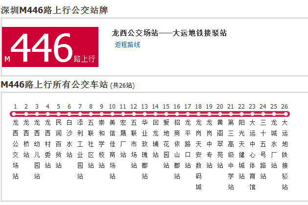 深圳公交M446路 深圳公交M446路