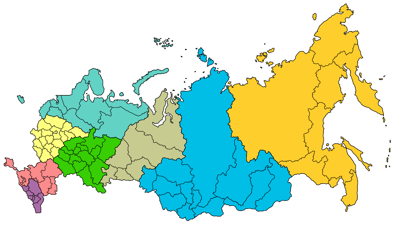 俄羅斯聯邦管區分區圖