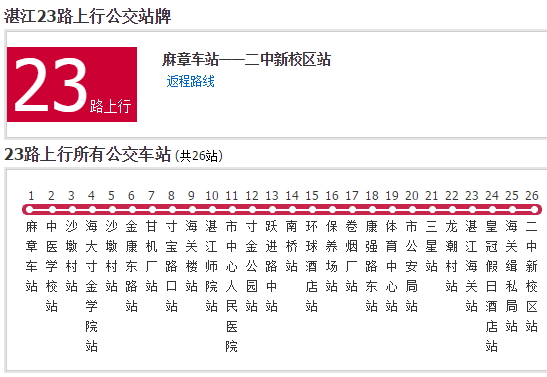 湛江公交23路 湛江公交23路