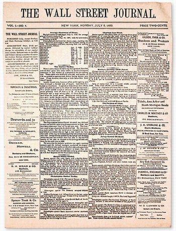 1889年7月8日出版的《華爾街日報》