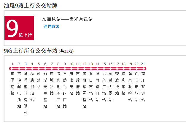 汕尾公交9路 汕尾公交9路