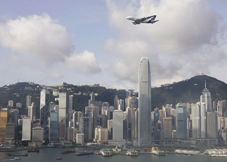 空中客車A380飛過香港