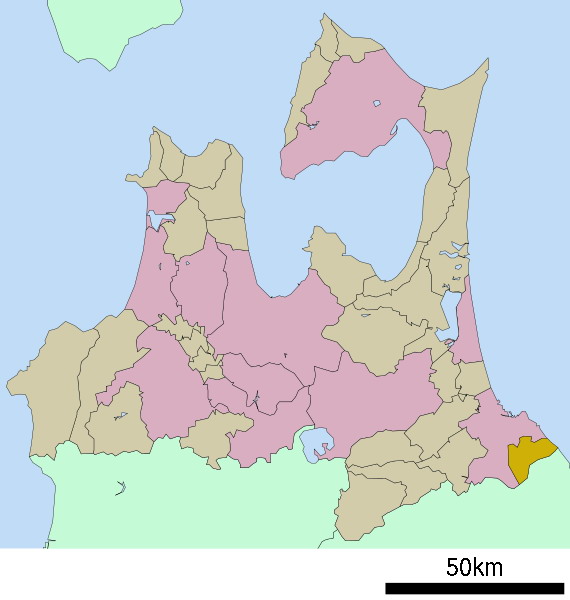 階上町在青森縣位置（黃色區域）