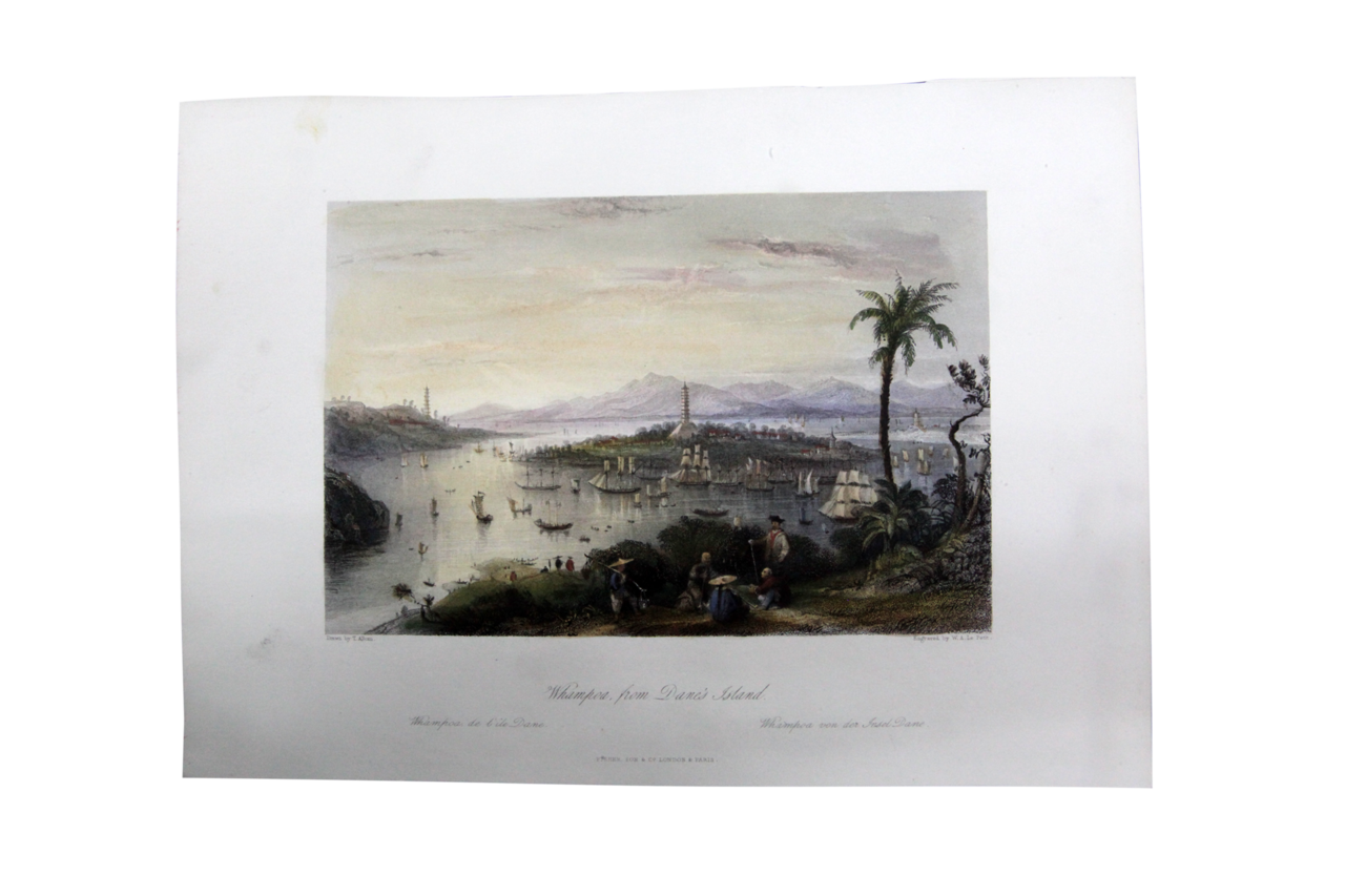 19世紀印製的黃埔島畔彩色銅版畫