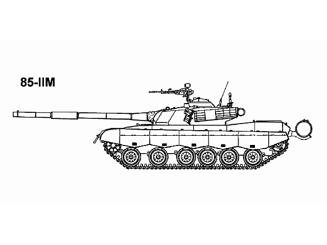 中國85-ⅡM式主戰坦克側視線圖