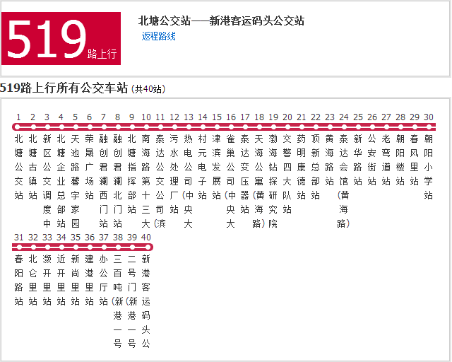 天津公交519路 天津公交519路