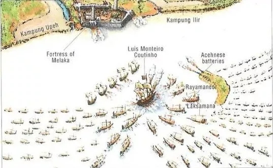 被亞齊人團團包圍的葡萄牙大帆船
