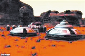 太空人居住的火星基地概念圖.