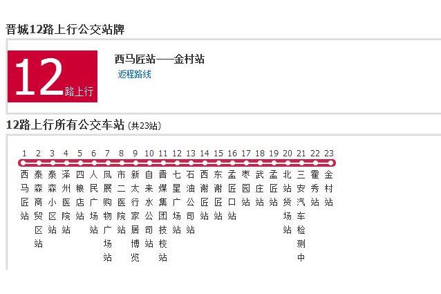 晉城公交12路 晉城公交12路