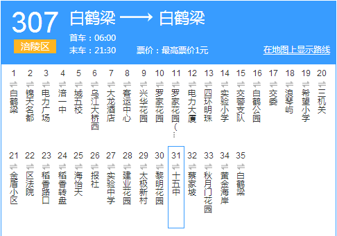 重慶公交307路 重慶公交307路