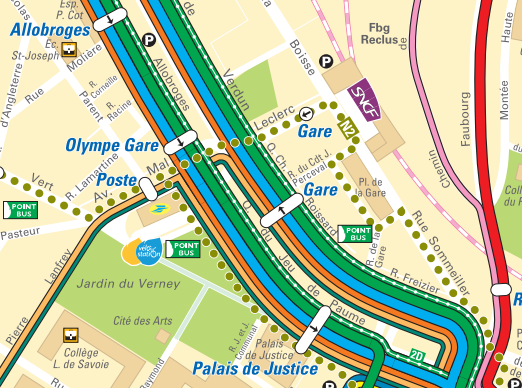 尚貝里沙雷索站附近的公交地圖
