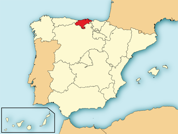 坎塔布里亞區在西班牙的位置