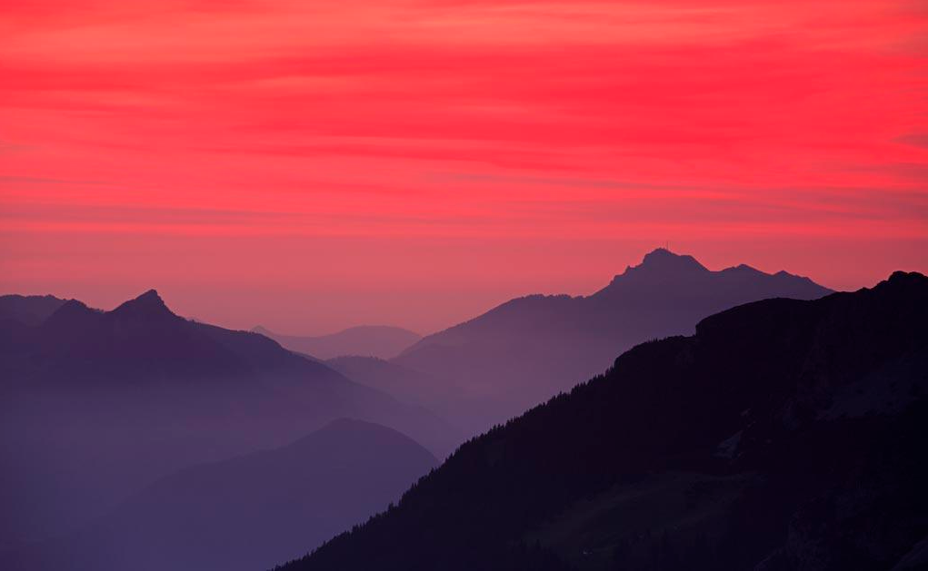 阿爾卑斯山日落(自然景觀)