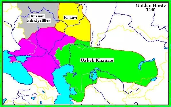 圖中黃色部分是喀山汗國