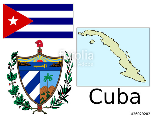 古巴國旗、國徽和地圖