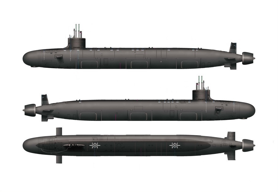 維吉尼亞級攻擊核潛艇俯側圖