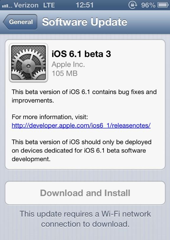 iOS 6.1 beta3