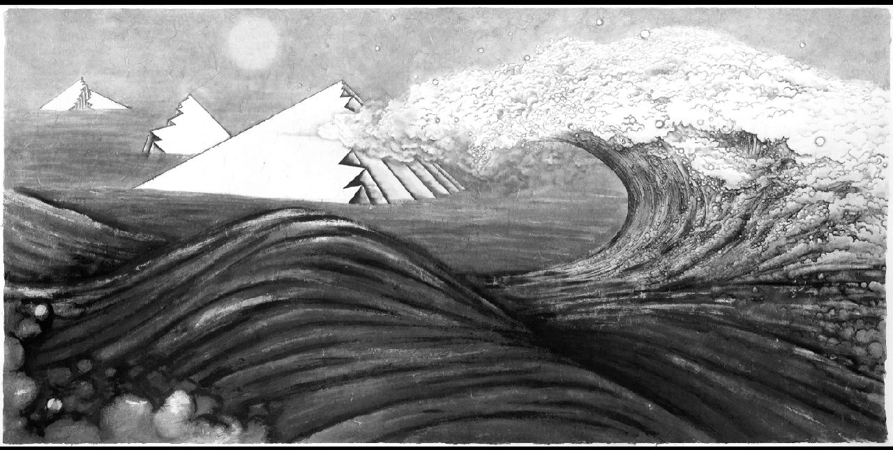 《漂浮的冰山.日出》255x122cm,2011