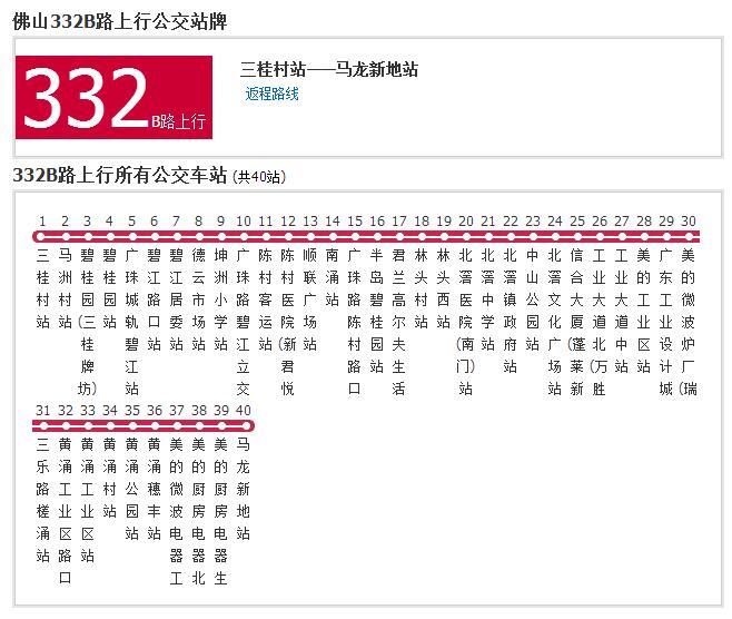 佛山公交332B路 佛山公交332B路