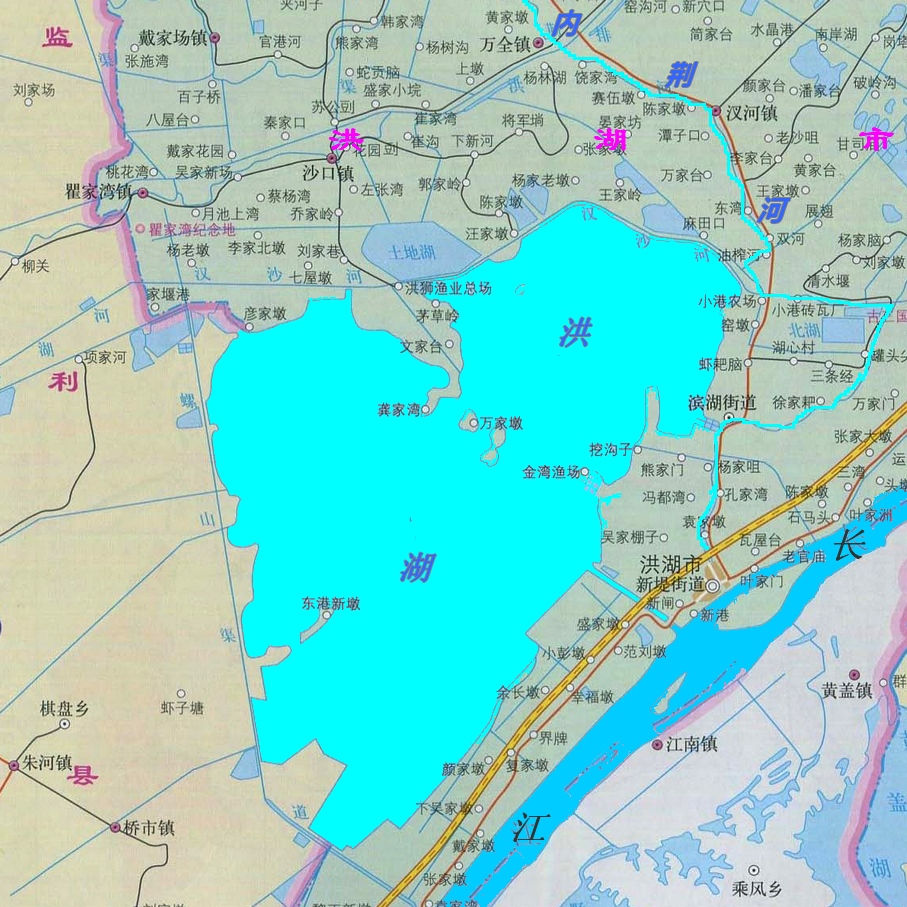 洪湖的位置及境域示意