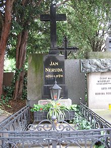 揚·聶魯達的墓碑，在布拉格