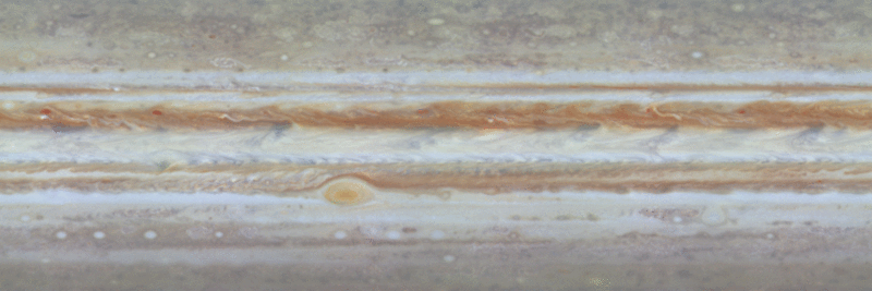 木星上的區、帶和旋渦。