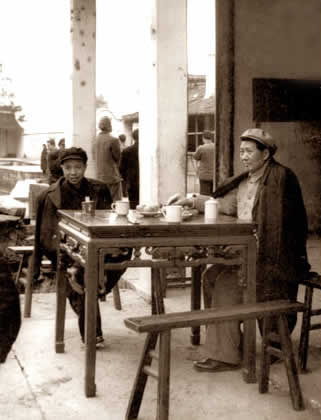 1954年，毛澤東和譚啟龍在浙江紹興