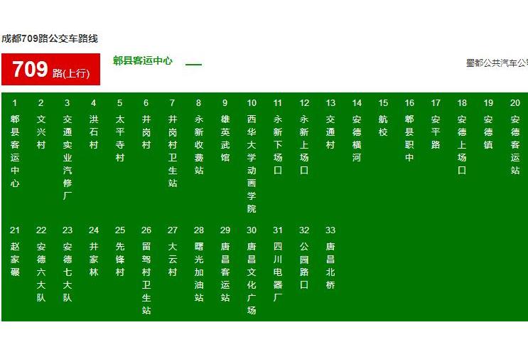 成都公交709路 成都公交709路
