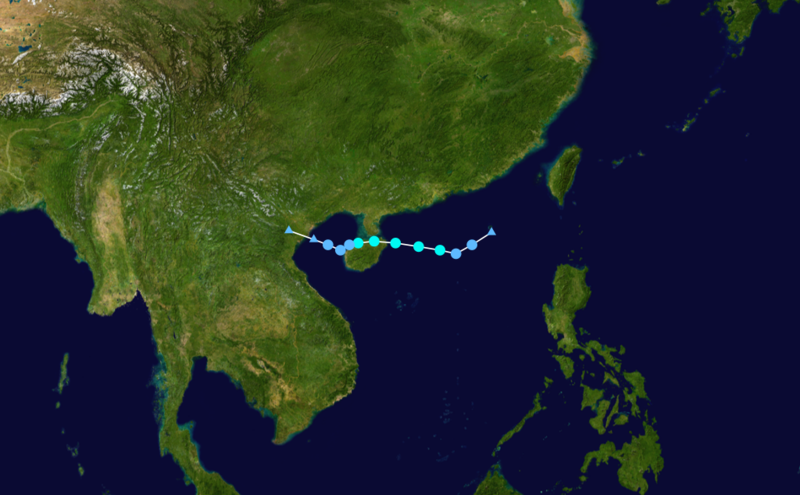 2007年熱帶風暴“范斯高”路徑圖