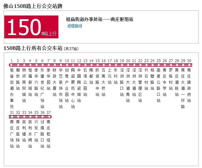 佛山公交150B路 佛山公交150B路