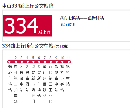 中山公交334路 中山公交334路