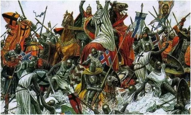 發起反擊的諾夫哥羅德人與騎士團扭打在一起