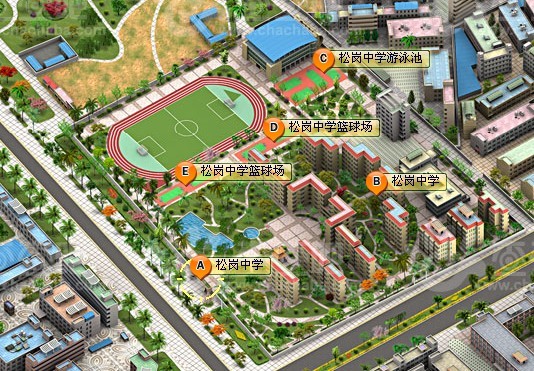 深圳市寶安松崗中學電子地圖