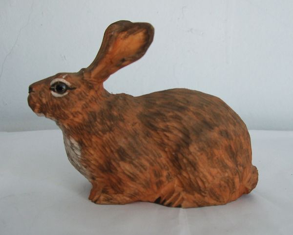 手工木雕兔子
