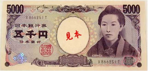 5000元日元紙幣上的樋口一葉肖像
