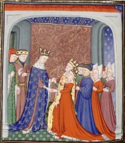 流亡期間與法王菲利普六世會面的大衛二世