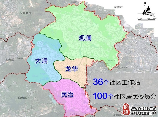 深圳龍華區行政區域圖