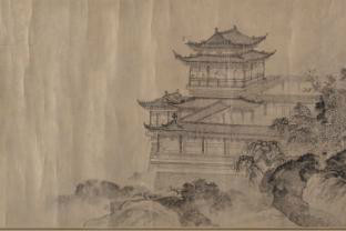 滕王閣圖(元代唐棣創作紙本水墨畫) 滕王閣圖(元代唐棣創作紙本水墨畫)